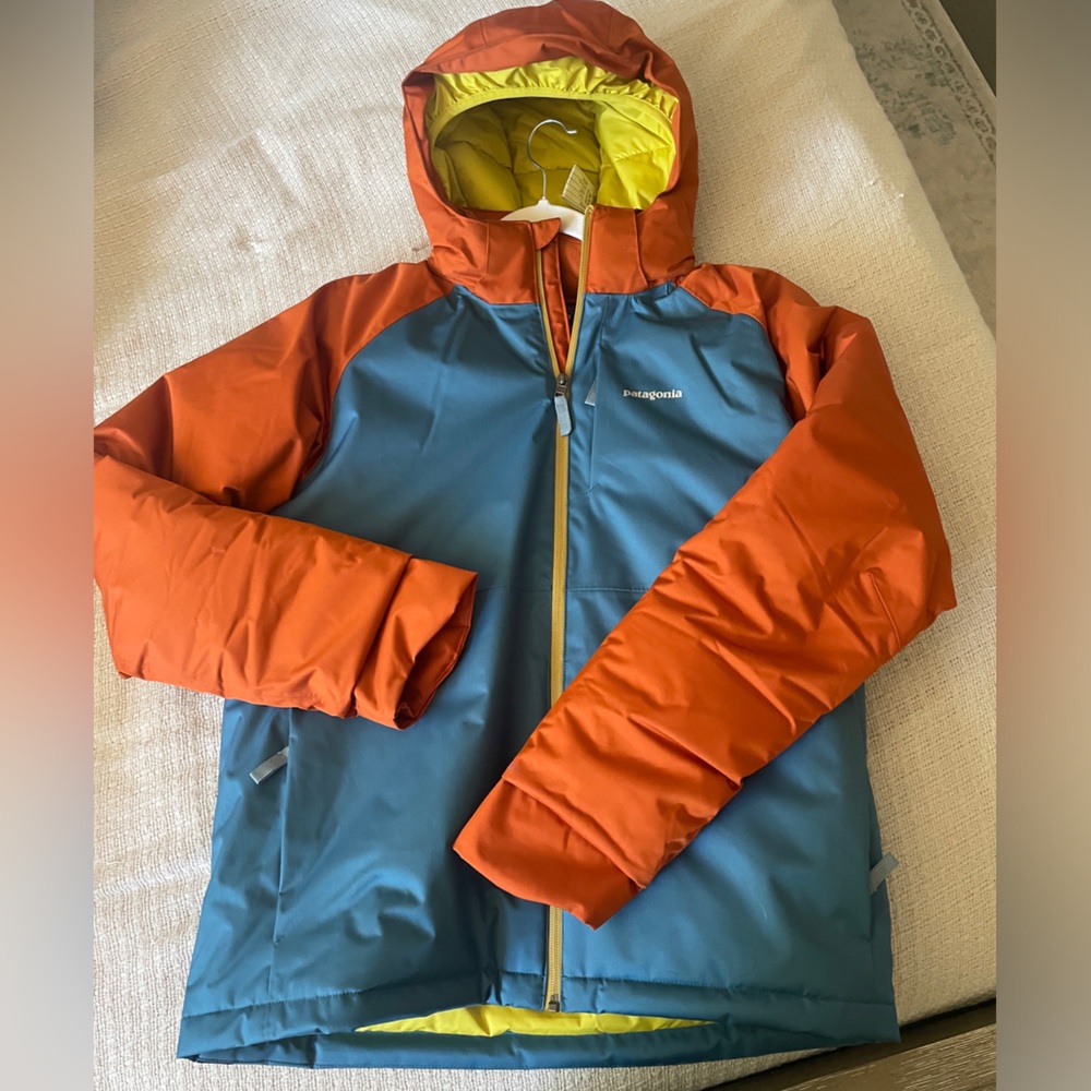 Patagonia Boys Snowshot Zip Insulated Ski Jacket Snow Jacket Wavy Blue Size XXL